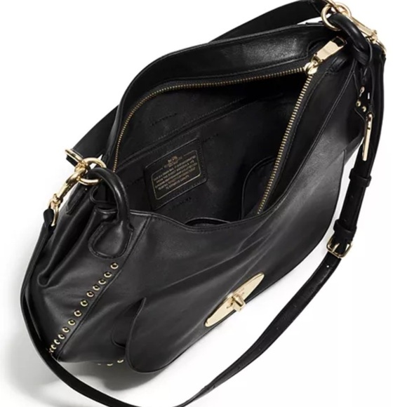 Vintage Coach black leather gold studded Circle Hobo shoulder bag - Picture 2 of 11